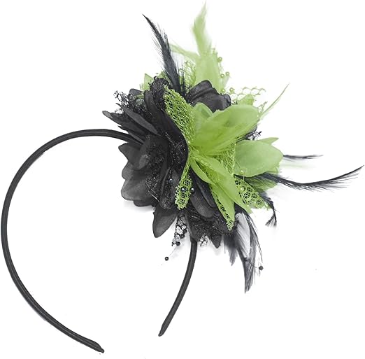 Caprilite Black and Lime Green Fascinator on Headband for Ascot