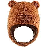 Bear Baby Winter Hat Toddler Earflap Beanie Unisex Infant Snow Cap Warm Fleece Kids Trapper Hats for Girls Boys 0-36M