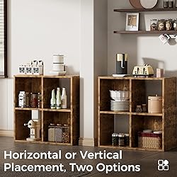 COMHOMA 4 Wood Cube Storage Organizer with Open