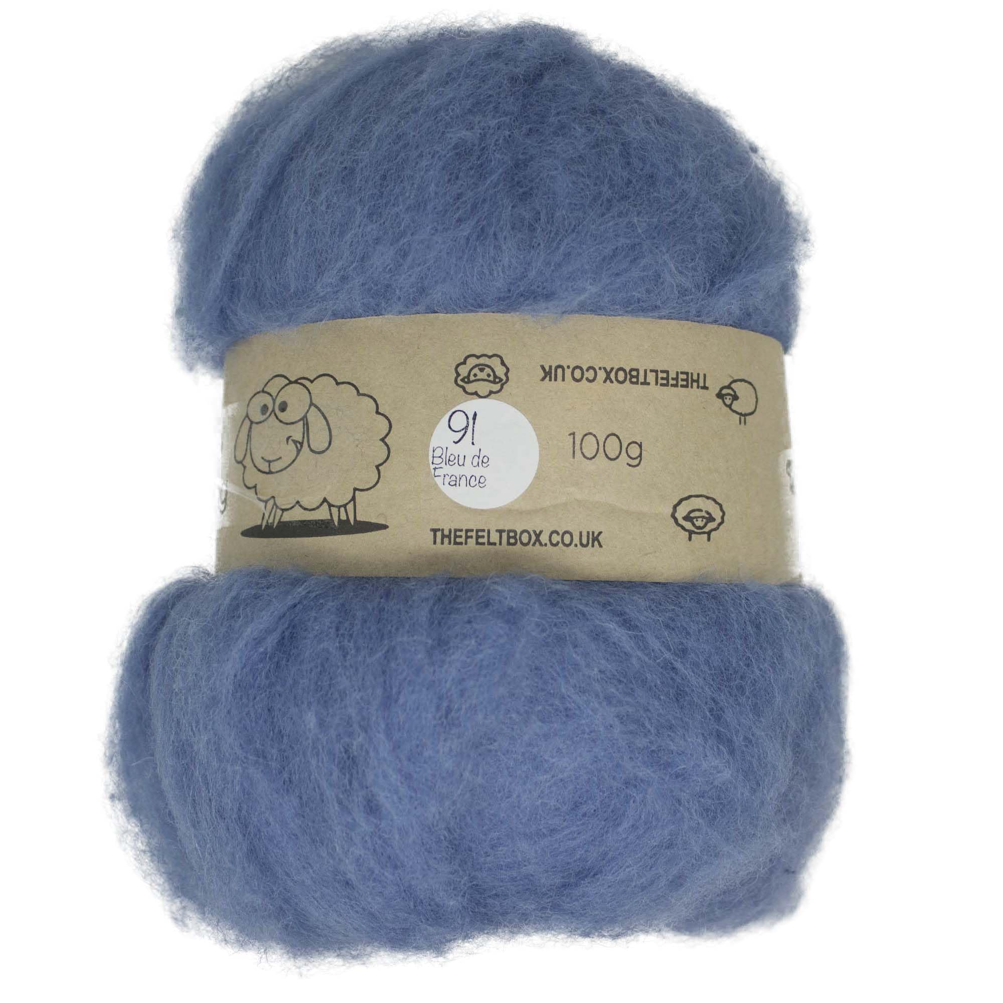 Carded Felting Batt – Bleu de France #91 – 100g Short Fibre for Needle & Wet Felting, Core & Finish Wool – The Felt Box