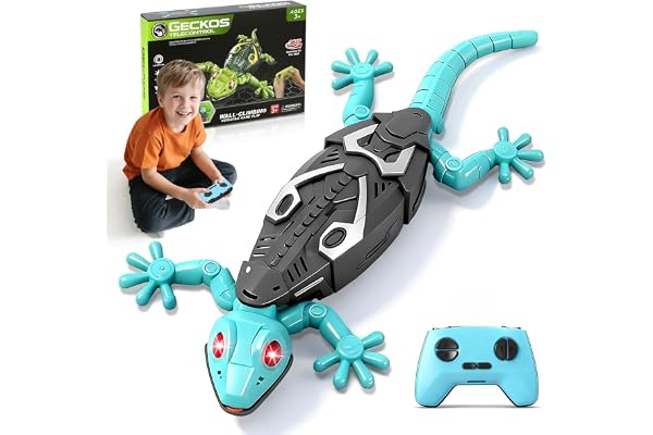 KETIEE RC Wall Crawler Gecko: Wall Climbing Gecko Toy for Kids, Remote Control Climbing Lizard with Led Glowing Eyes, Recharg