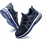 Kezhiho Steel Toe Shoes for Men Women Air Cushion Lightweight Work Shoes Comfortable Breathable Puncture Proof Slip Resistant Sneakers Indestructible Construction Industrial Safety Shoes