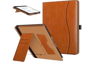 Fintie Stand Case for Kindle Scribe - Premium PU Leather Foldable Stand Cover Auto Sleep/Wake with Card Slot and Pen Holder for 10.2 Inch Kindle Scribe (2024/2022 Release), Brown