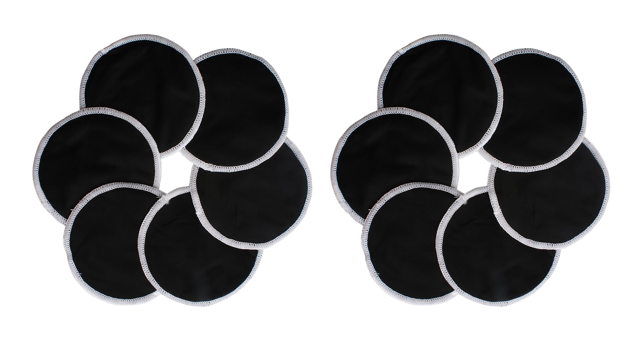 Ana Wiz Washable Natural Bamboo Breast Pads (Pack of 12 + Laundry Bag, Black)