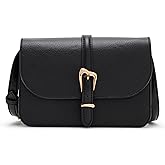 Anne Klein Womens Sculpted Buckle Flap Crossbody, Black