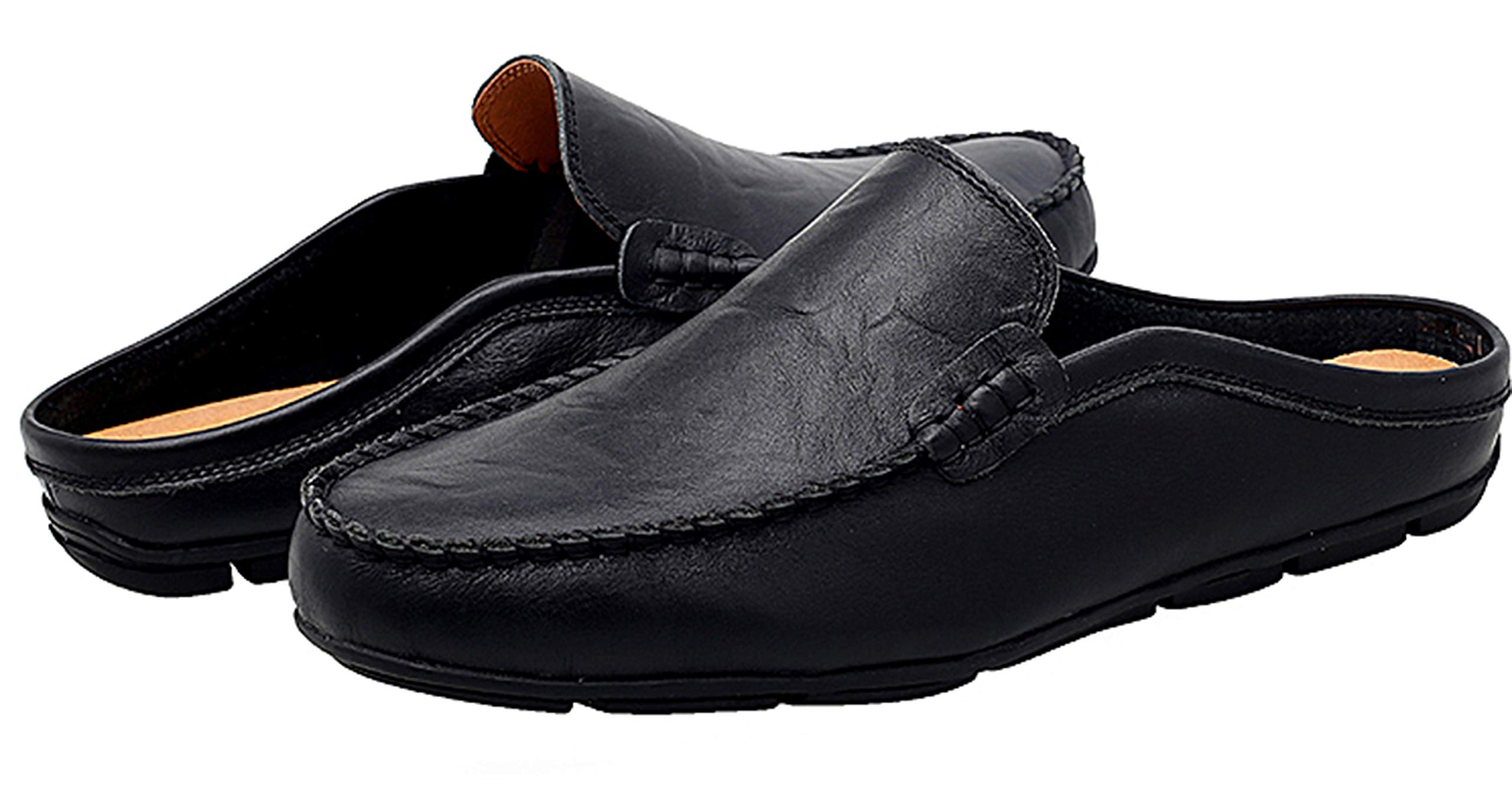 Go Tour Mens Mules Clog Slippers Breathable Punching Leather Slip on Shoes Casual Loafers