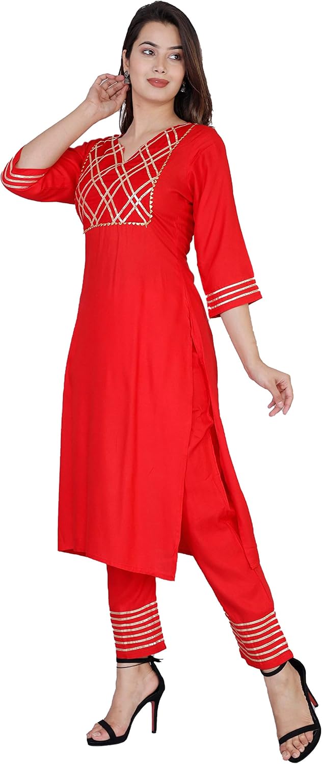 Buy Women Jaipuri Rajasthani Kurta and Palazzo Set Rayon 3wJQRF at