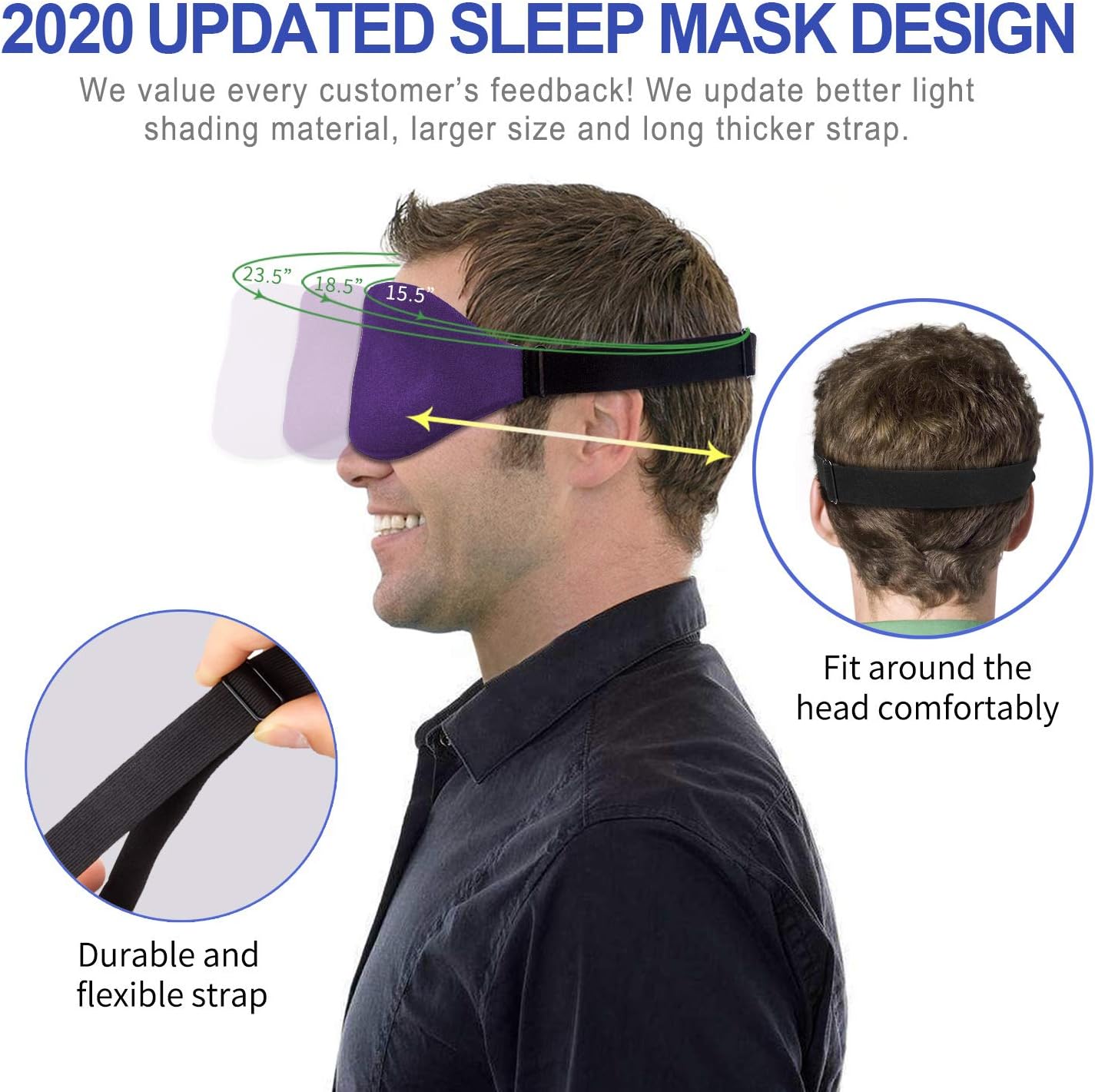 3D Sleep Mask, New Arrival Sleeping Eye Mask for Women Men, Contoured Cup Night Blindfold, Luxury Light Blocking Eye Cover, Molded Eye Shade with Adjustable Strap for Travel, Nap, Meditation, Purple: Health & Personal Care