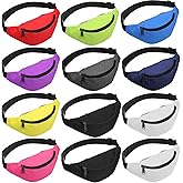 12 Pack Neon Fanny Packs with Adjustable Belt - Waterproof Waist Bag for Women Men, Running, Festivals, Travel, Outdoor Activities (10 Assorted Colors)