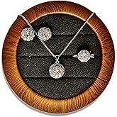 CNLZEC Stunning 3-piece Moissanite Jewelry Set - Necklace, Ring & Earrings | Elegant Wedding Jewelry Sets for Brides | Perfect Moissanite Earrings & Necklace | Timeless Bride Earrings & Wedding Earrings for Brides