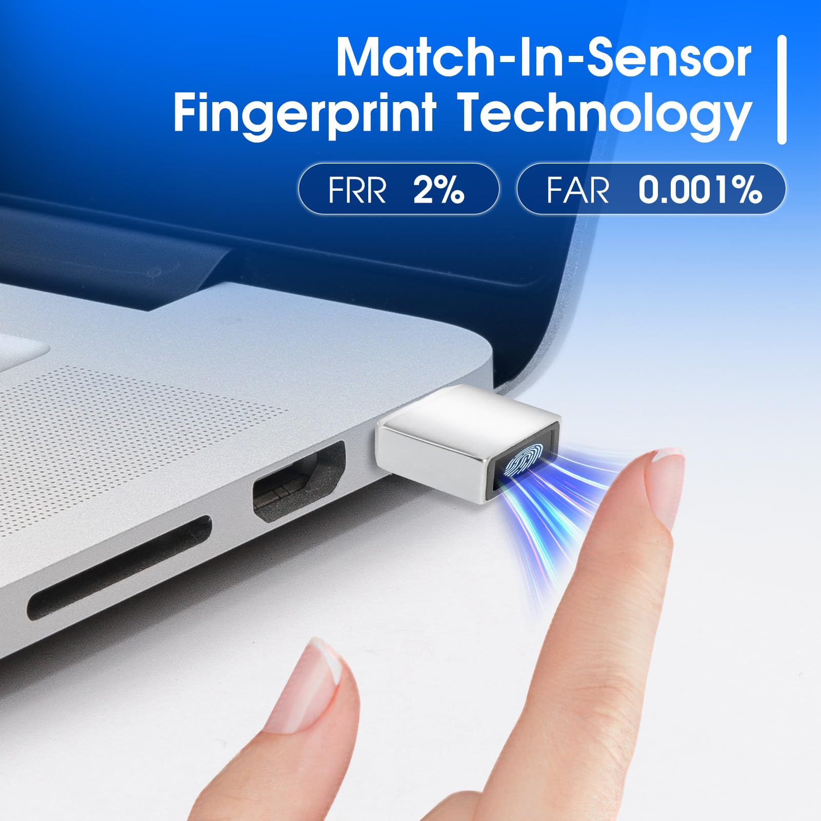 USB-C Fingerprint Reader Biometric Scanner Hello Plug and Play USB Type-C Fingerprint ID Device Compatible 11 10 PC Laptop Fast Secure Login Authentication