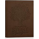 Lanpn Grandpa Life Story Book Journal with 270+ Prompts, Leather Hardcover Grandfather Guided Journal Memory Keepsake Book to Fill Out, Father's Day Birthday Christmas Gift for Grandpas, Brown