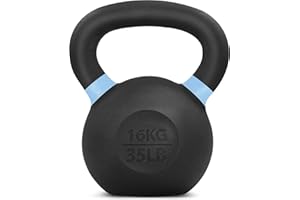 Yes4All Powder Coated Kettlebell, Cast Iron Core Kettlebells with Non-Slip Handle & Flat Bottom for Conditioning, Heavy Duty for Strength Training, 9lb to 71lb - Single & Pair
