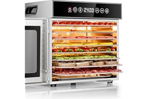 KWASYO Food Dehydrator Machine, 8 Trays ALL Stainless Steel, 360° Efficient Drying, 30~90℃ Temperature Control&24H Adjustable