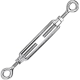 Premier Stainless Solutions Open-Body Stainless Steel Eye & Eye 1/4” x 2-3/4” Turnbuckles for Tensioning Cable or Rope, T316 Marine Grade
