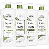 Suave Soothing Hydration Hand & Body Lotion With Aloe Vera Refreshes Dry Skin, Fast Absorbing, Intensive Moisturizing Cream For Women, Non Greasy, Allergen Free, 28 FL OZ, 4 Pack