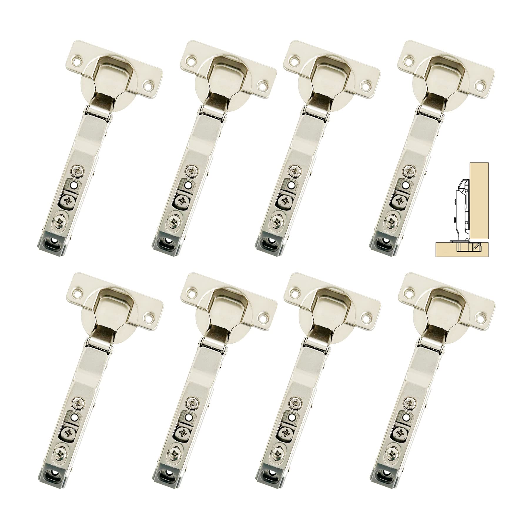 GEFONG 95 Degree Full Overlay Kitchen Cabinet Soft Close Universal Hinges 35mm with Damper Buffering Mute Hinge for Wardrobe Cupboard Door Pack of 8 Pieces