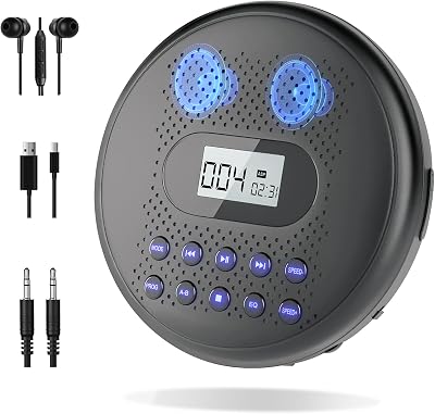 Arafuna Portable CD Player with Dual Speakers Rechargeable Anti-Skip Backlit