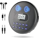 ARAFUNA Portable CD Player with Dual Stereo Speakers, Rechargeable CD Player for Car with Anti-Skip Protection, CD Portable Player with Headphones and AUX Cable