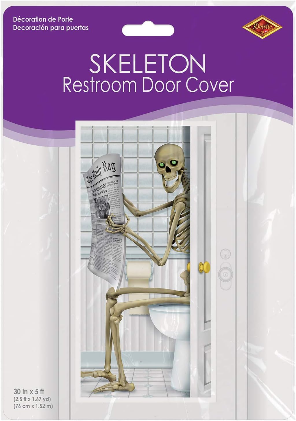 Skeleton Restroom Door Cover Party Accessory (1 count) (1/Pkg): Kitchen & Dining