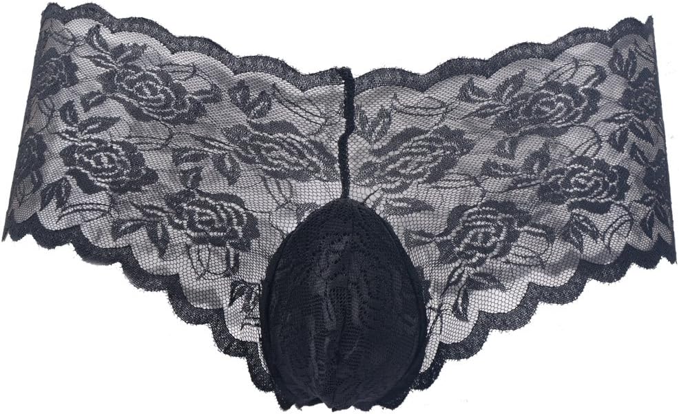 Sissy Pouch Panties Men's Silky Lace Bikini Briefs Girly Underwear Sexy