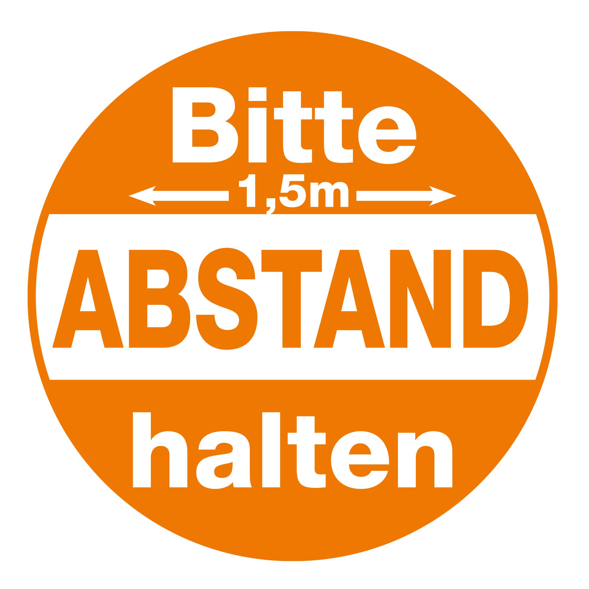 Floor sign/sticker (round) / HinWeißchild "Please keep 1.5 metres away" (30 x 30 cm) non-slip (vinyl) – floor marking.