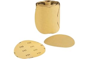 MIDO Professional Abrasive PSA Sanding Discs 6 Inch 100 PCS Sandpaper 80 Grit Self Adhesive Sandpaper Roll Premium Aluminum Oxide Sandpaper Discs with Sticky Back for Wood, Metal, and Car Paint
