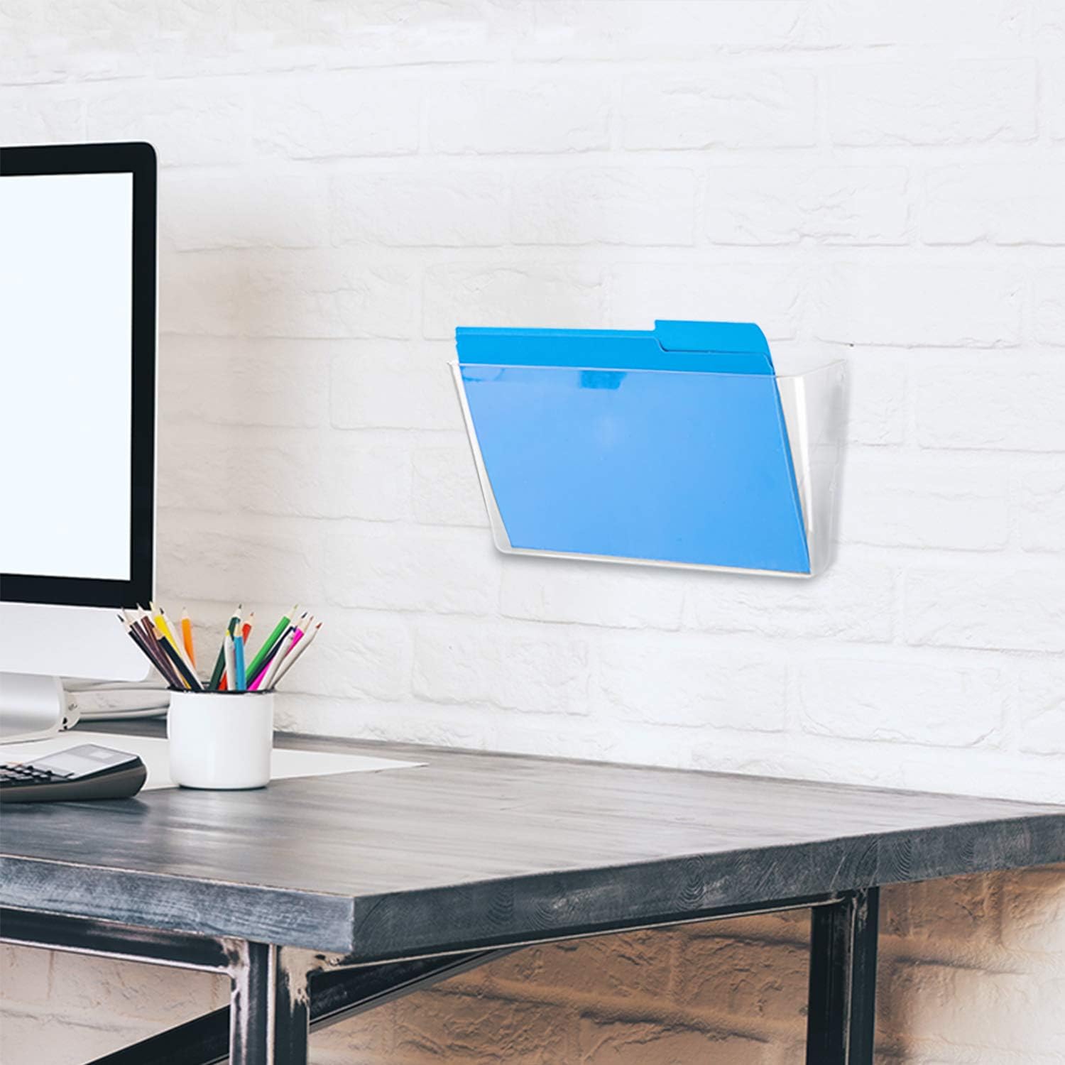 Basics Wall Pocket, Letter, Clear, 1-Pocket : Office Products