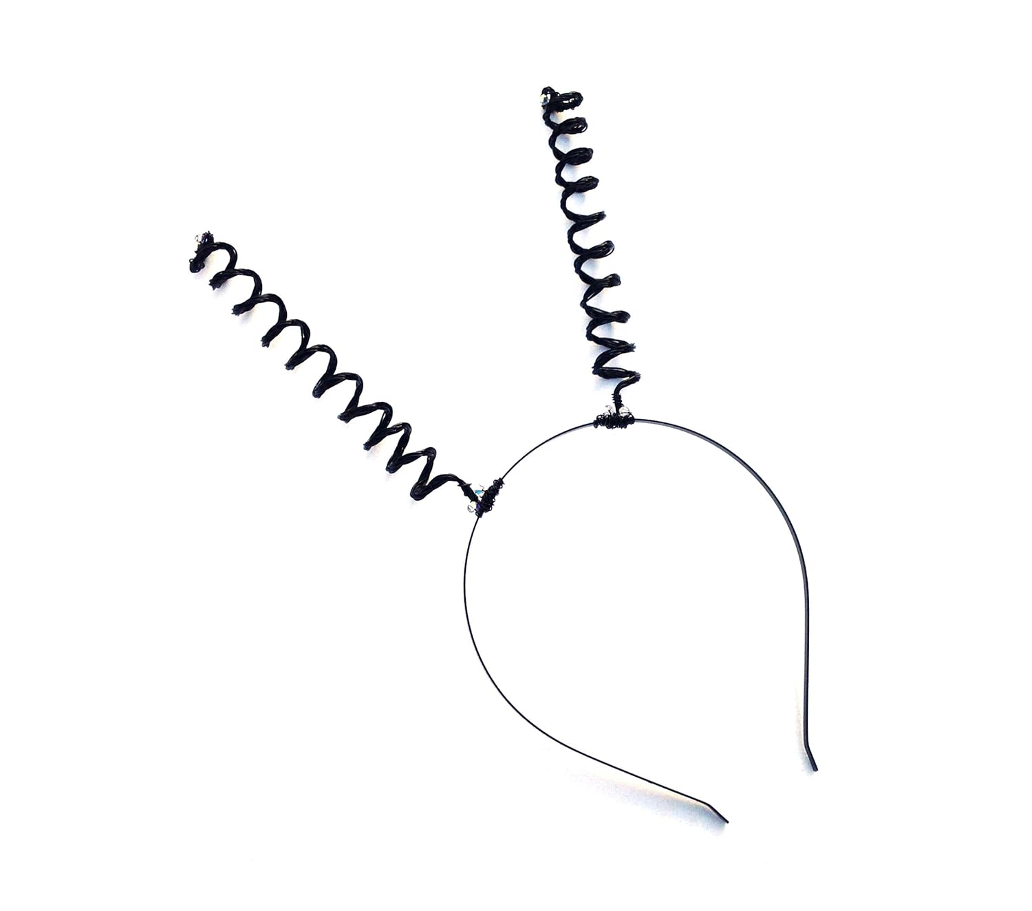 Black Wire Butterfly Antenna Headband, Spiral Spring