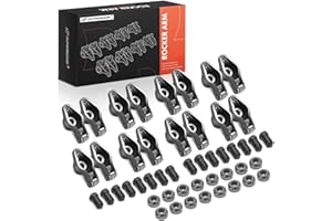 A-Premium 16Pcs Alloy Steel Engine Roller Tip Rocker Arms with Self-aligning Compatible with Chevy SBC 350, 1.6 Ratio, 3/8" S