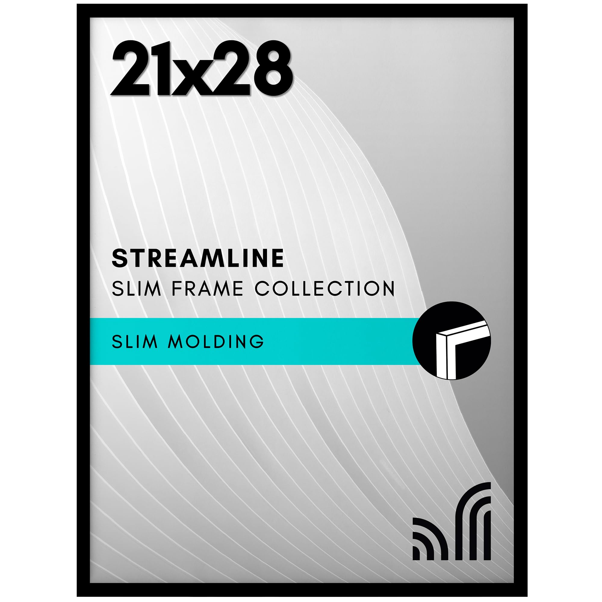 Americanflat 21x28 Poster Frame with Polished Plexiglass - Streamline Collection - Thin Border Picture Frame for Wall Display - Hanging Hardware Included - Black Image