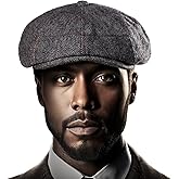LADYBRO 8 Panel Newsboy Hats for Men Cap Cabbie Irish Adjustable Wool Blend Tweed Retro