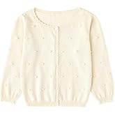 Curipeer Toddler Girl Sweater Cardigans Baby Long Sleeve Button Closure Open Front Knit Outfits
