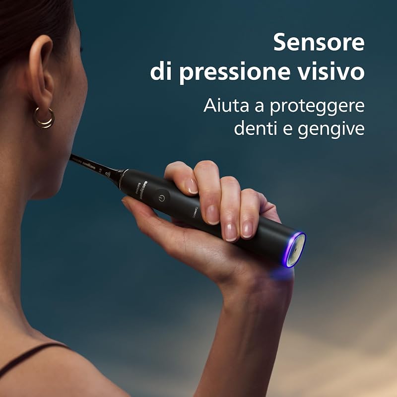 Sonicare DiamondClean 9900 Prestige- Spazzolino elettrico con tecnologia SenseIQ e app, 5 modalità di pulizia, 3 livelli di intensità, custodia da viaggio per la ricarica, nero, HX9992/43