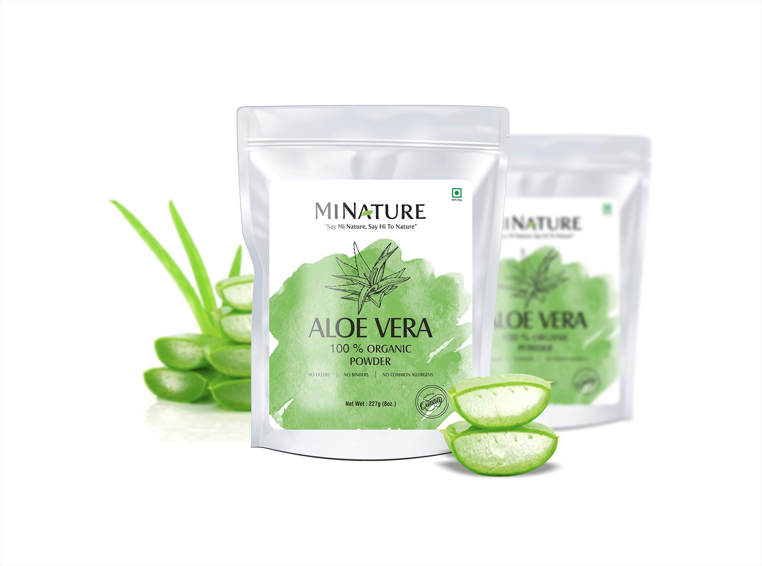 100 Organic Aloe Vera Powder USDA CERTIFIED by mi nature 8 OZ / 227