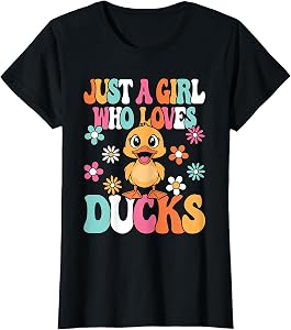 Just A Girl Who Loves Ducks Cute Groovy Duck Lover Kids T-Shirt