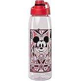 Silver Buffalo Disney 100 Mickey Mouse Hydration Tracker Schedule Water Bottle With Screw-On Lid, 28 Ounces