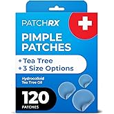 PatchRx Pimple Patches for Face (120 Patches), Hydrocolloid Acne Patches with Tea Tree Oil, Pimple Patch Pimple Stickers - Hy