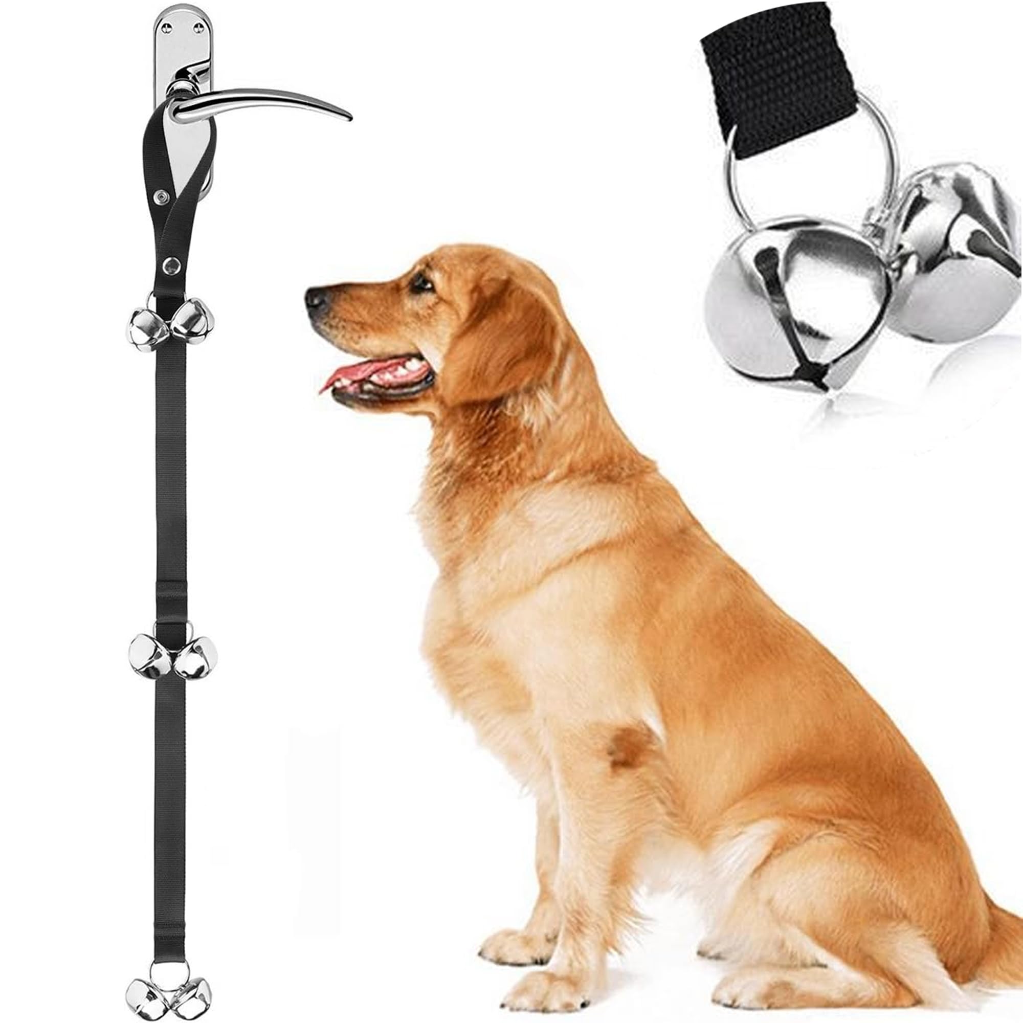 MINGZE Dog Doorbell Dog Bells Toilet Training Puppy, Internal Training Doorbell (Black)