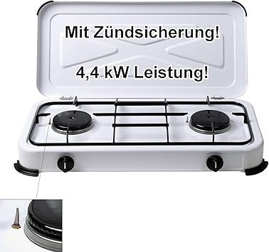 Camping gaskocher 2 flammig mit zündsicherung