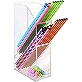 NiHome Straw Holder for Kitchen Cabinet Door, Large Capacity Dual Compartments for 10-12 Inch Straws, Angled Design for Easy Access, Extra Bottom Storage for Caps, Horizontal or Vertical Placement