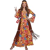 Morph Hippie Costume Women, 70s Outifts for Women, 60s Long Dress, 70s Disco Outfits for Womens