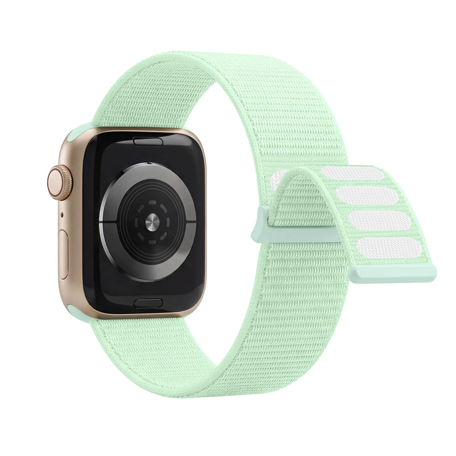 Lobnhot Nylon Strap Compatible for Apple Watch Straps 42mm 44mm 45mm 46mm, Adjustable Soft Sports Band Compatible with iWatch Series 10 9 8 SE 7 6 5 4 3 2 1, Light-Green