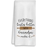 COWEB Grandpa Kitchen Towels, Best Grandpa Gifts for Father's Day Birthday Dish Tea Towels for Kitchen Decor, Grandfather Gifts from Grandkids Decorative Hand Towels, 16x24 Inch