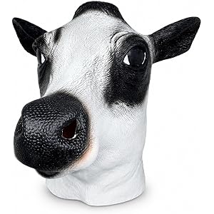 LEMOON Realistic Cow Mask for Adults, Latex Animal Head Halloween Costume | Latex cow head mask for adults, Halloween parties