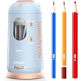 AFMAT PSC8 Electric Pencil Sharpener, Auto in &amp; Out, Fully Automatic Pencil Sharpener, Rechargeable Hands-Free Sharpeners for Jumbo &amp; Colored Pencils (7-11.5mm), Good for Classroom/Home (Light Blue)
