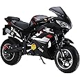 loyliawa Dirt Bike Mini Bike 49cc 4-Stroke Pocket Rocket Motorcycle, 8 Inch Wheels Mini Motorcycle, Gas Pocket Motorbike with Front Rear Disc Brakes, Dual Headlights, Premium Material Black