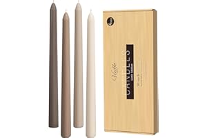 Viyffo Taper Candles 10 Inch Brown 4 Pack Unscented, Dripless, Smokeless Long Tall Tapered Candlesticks Wedding Home Decor Dinner Natural Color Series