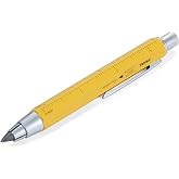TROIKA ZIMMERMANN 5,6 &ndash; PEN56/YE &ndash; Carpenter's pencil &ndash; clutch pencil (5.6 mm HB lead) &ndash; centimetre/inch ruler &ndash; 1:20 m/1:50 m scale &ndash; brass &ndash; laquered &ndash; yellow &ndash; TROIKA-original