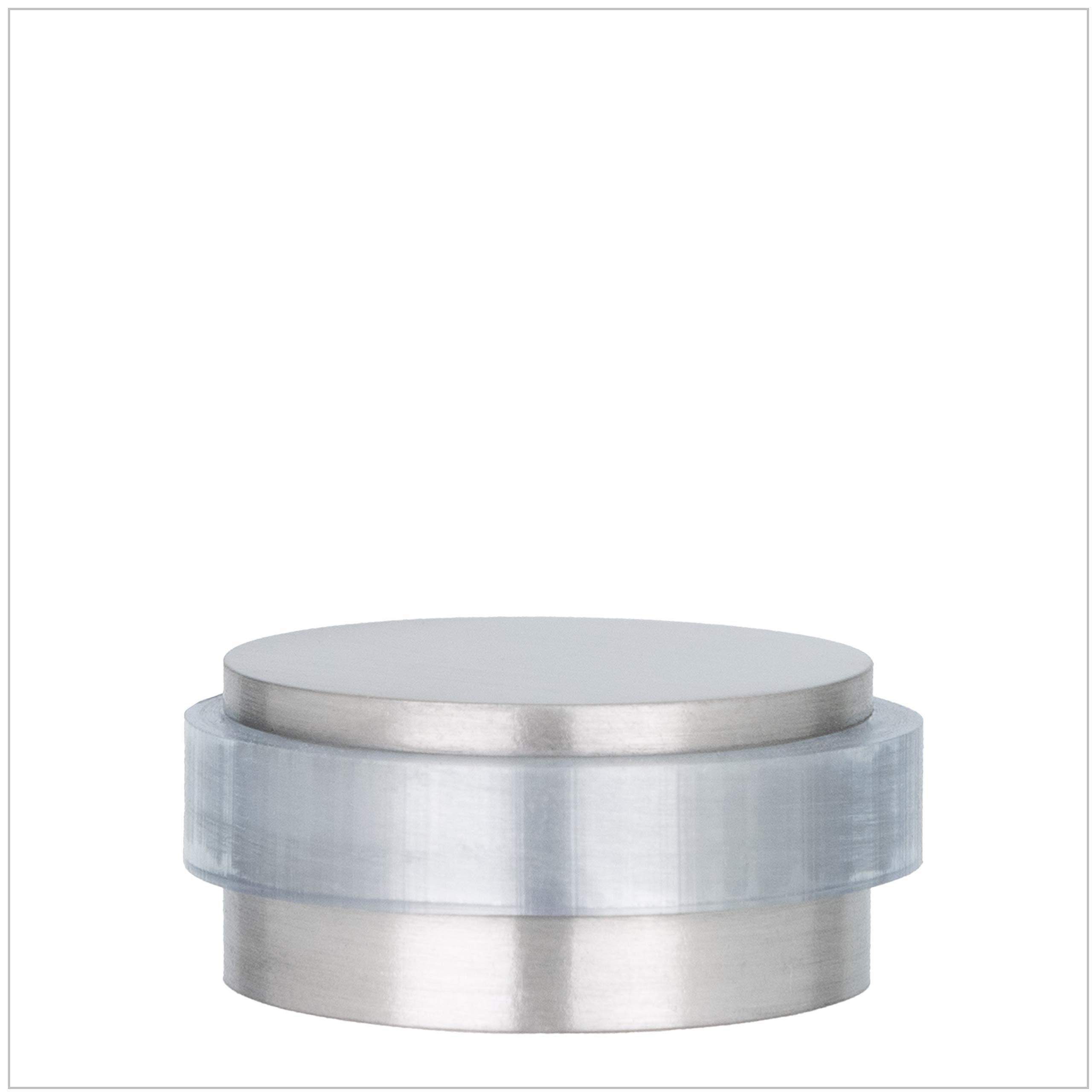 EVI Herrajes | Door Stop | 1.10" x 0.55" | Adhesive Installation | Matte Finish (Stainless Steel) | Transparent Rubber | Mod. I-163/T
